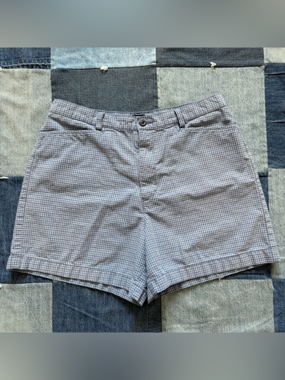 Vintage 90s Shorts Blue Plaid Grid Dockers 100% Cotton Summer Spring Size 10